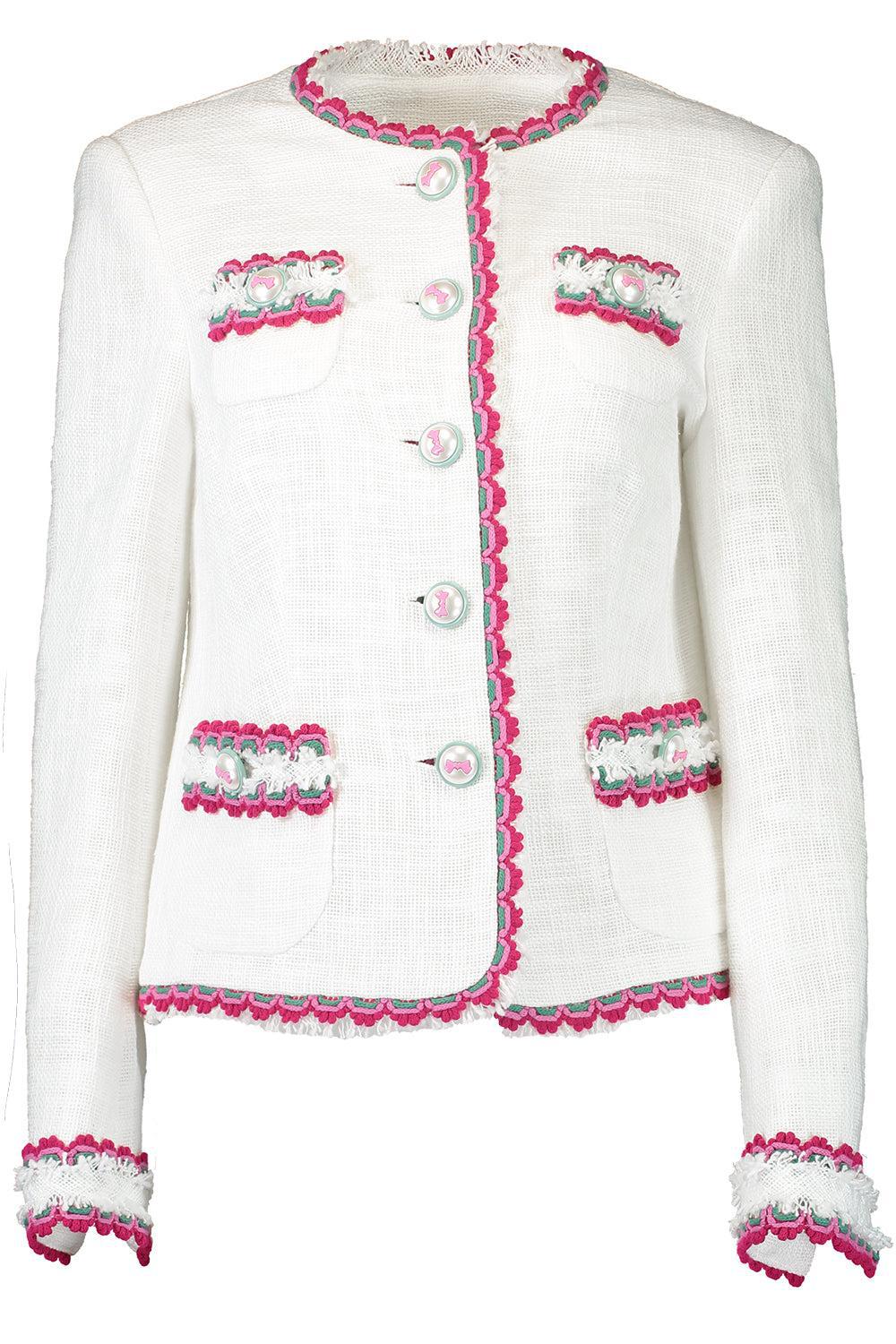 Contrast Trim Jacket-WHITE-36-CLOTHINGJACKETCASUAL-MAISON COMMON