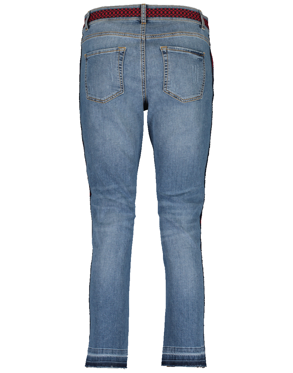 MAISON COMMON-Sequined Side Stripe Cropped Jeans-INDIGO