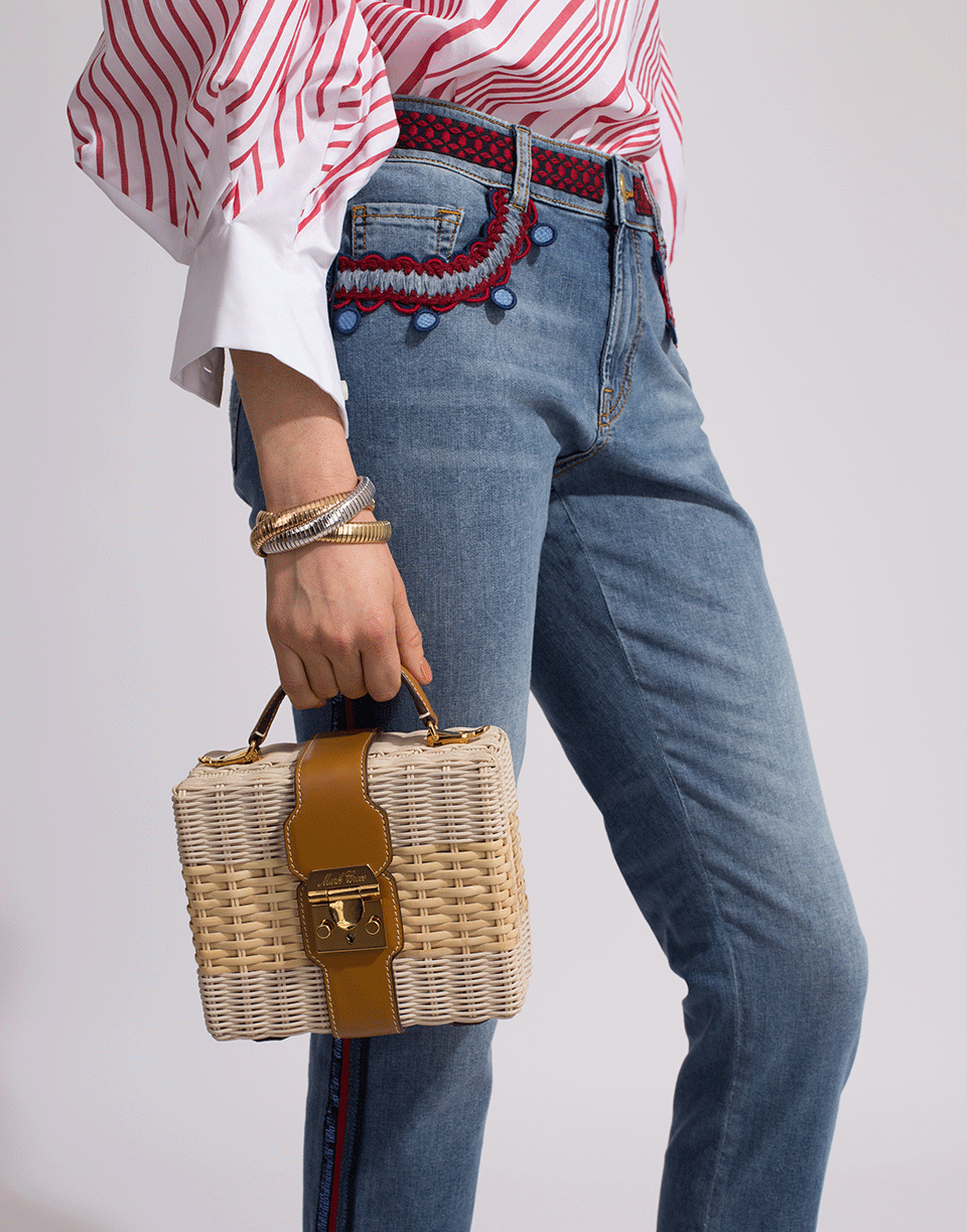 MAISON COMMON-Sequined Side Stripe Cropped Jeans-INDIGO
