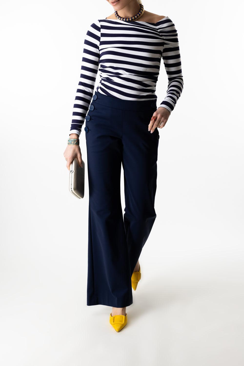 Lace Up Sailor Pant-NAVY-34-CLOTHINGPANTWIDE LEG-MAISON COMMON