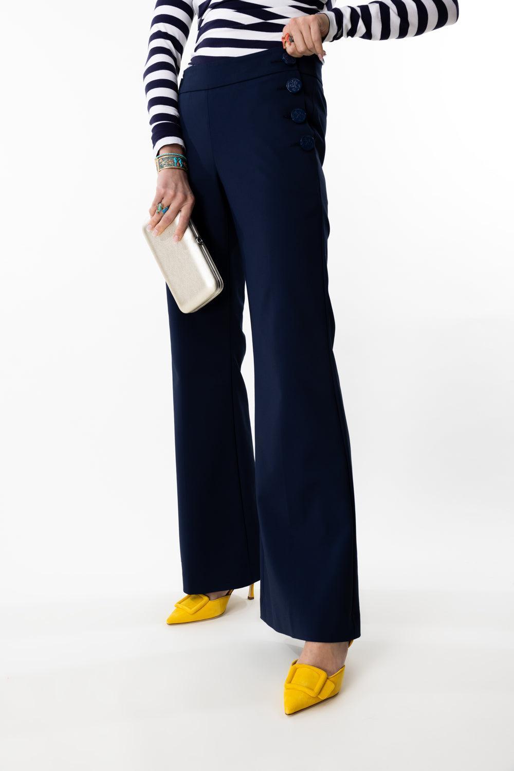 Lace Up Sailor Pant-NAVY-34-CLOTHINGPANTWIDE LEG-MAISON COMMON