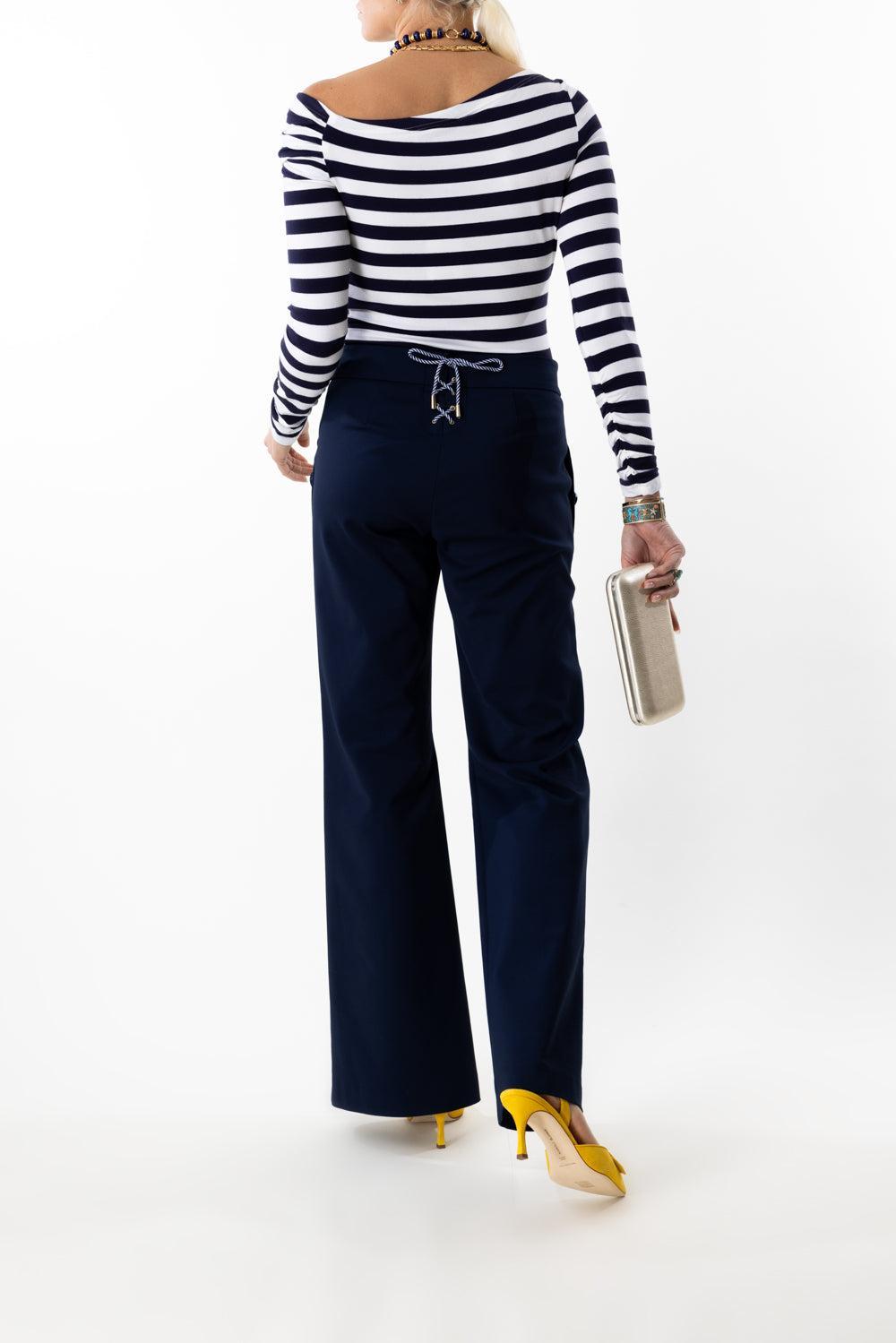 Lace Up Sailor Pant-NAVY-34-CLOTHINGPANTWIDE LEG-MAISON COMMON
