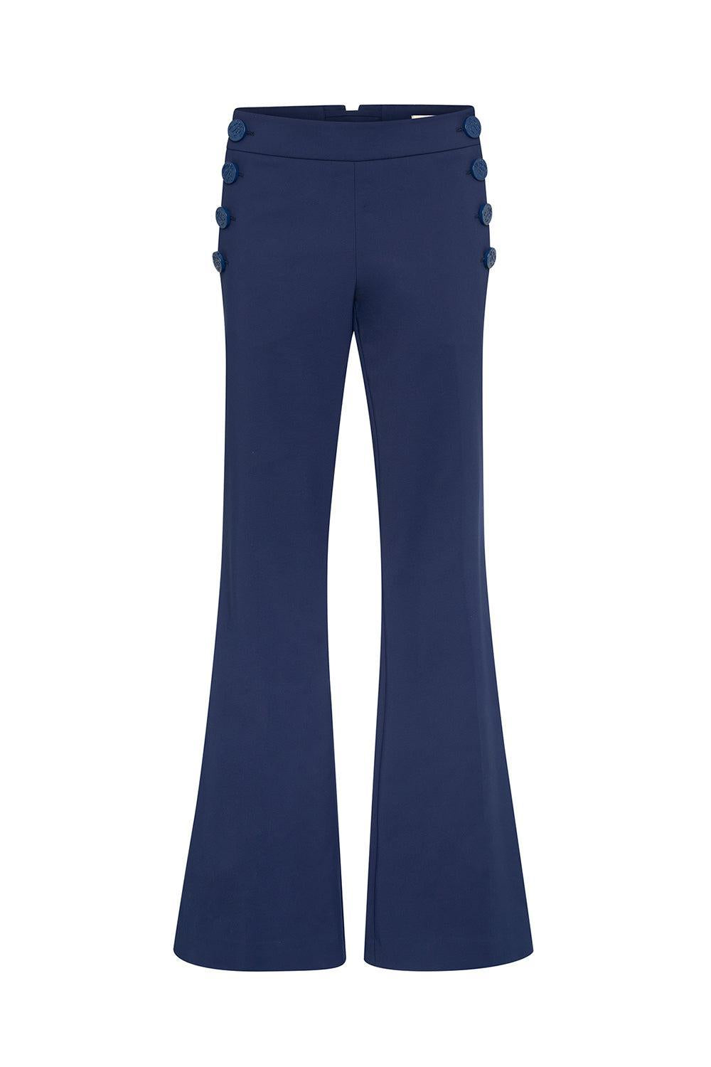 Lace Up Sailor Pant-NAVY-34-CLOTHINGPANTWIDE LEG-MAISON COMMON
