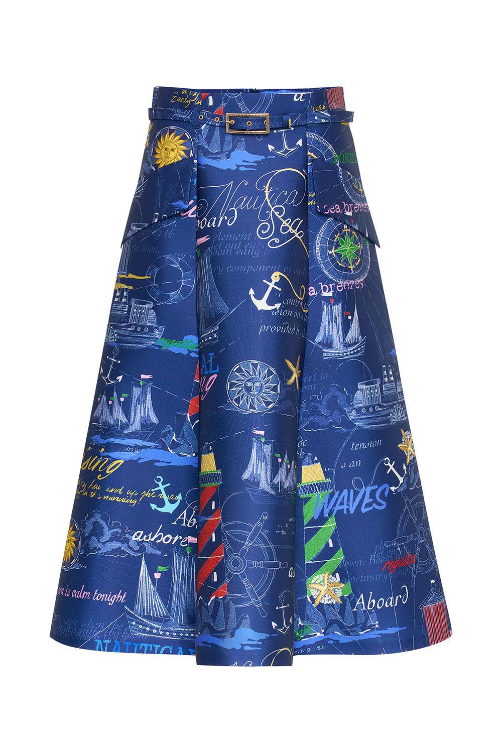 Belted Midi Skirt-NAUTICAL-36-CLOTHINGSKIRTMIDI-MAISON COMMON