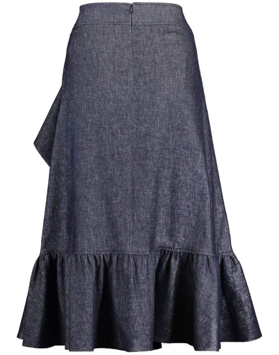 MAISON COMMON-Ruffled Denim Midi Skirt-