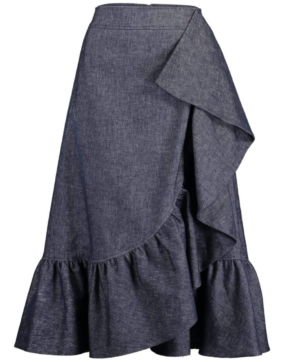 MAISON COMMON-Ruffled Denim Midi Skirt-