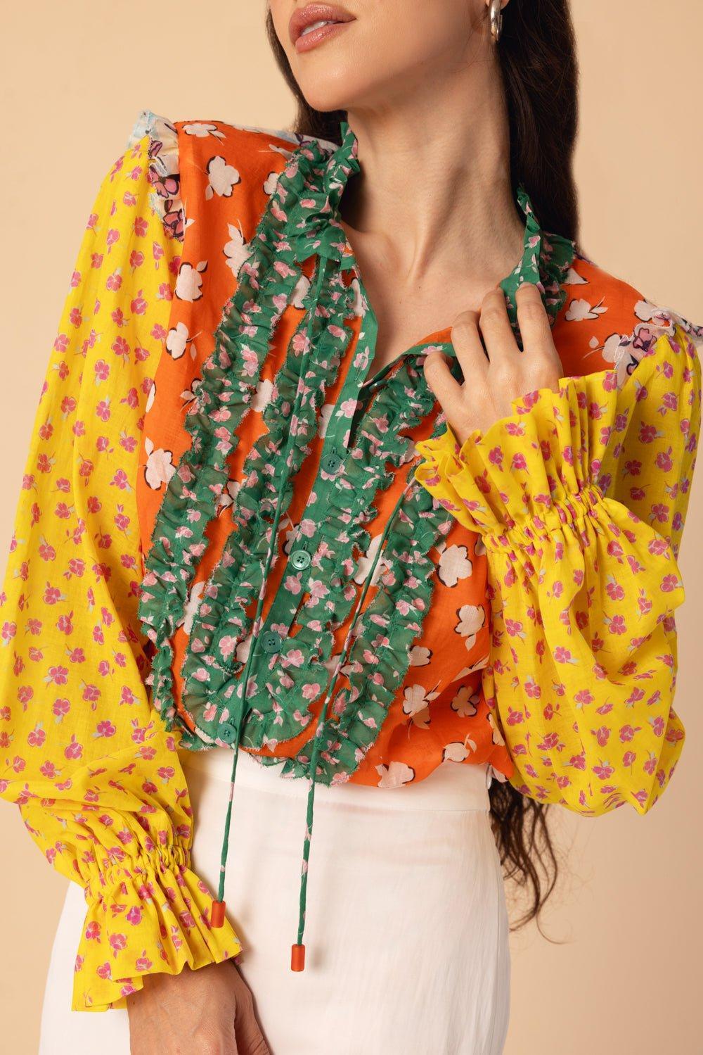 MAISON COMMON-Patchwork Blouse-MULTI