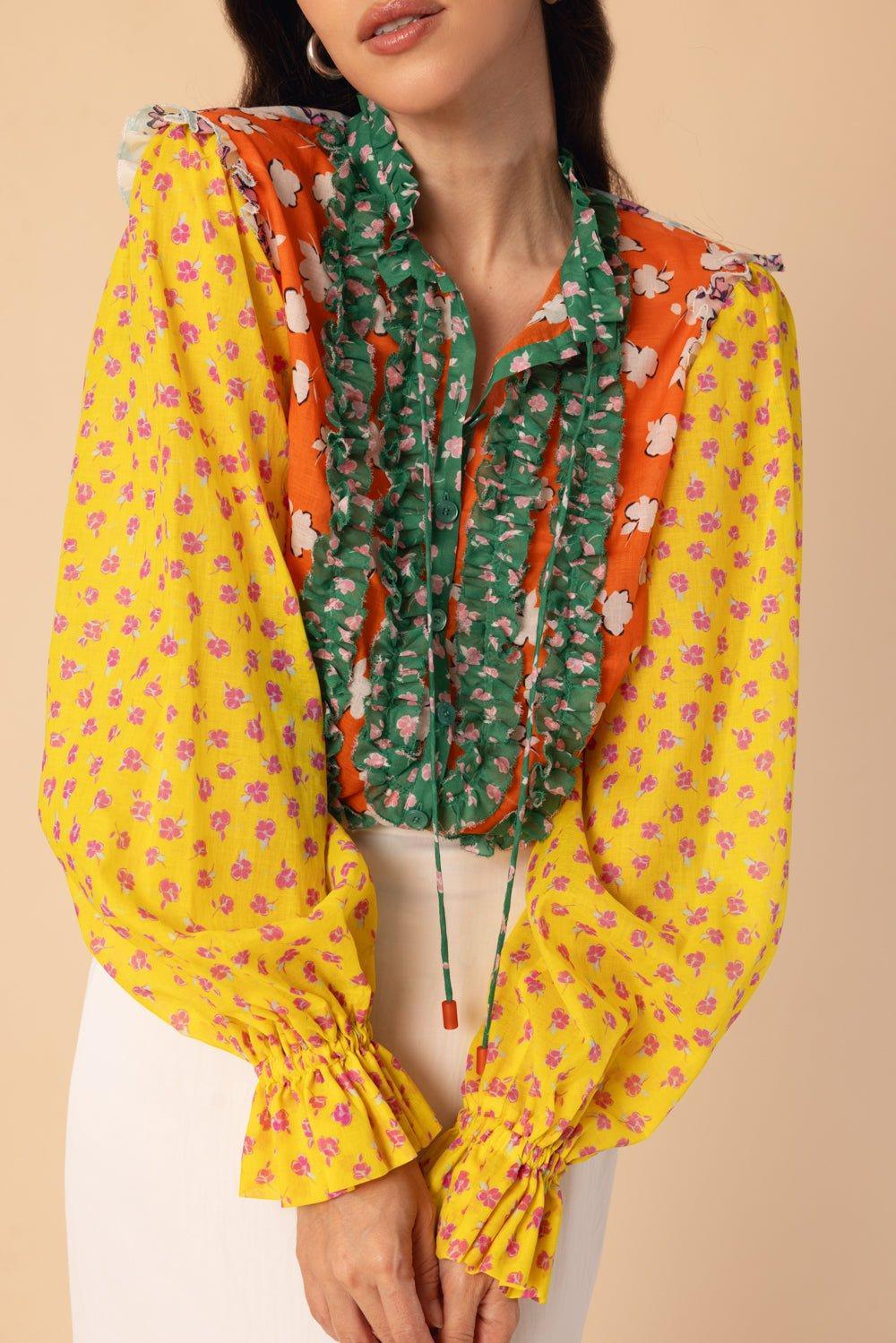MAISON COMMON-Patchwork Blouse-MULTI
