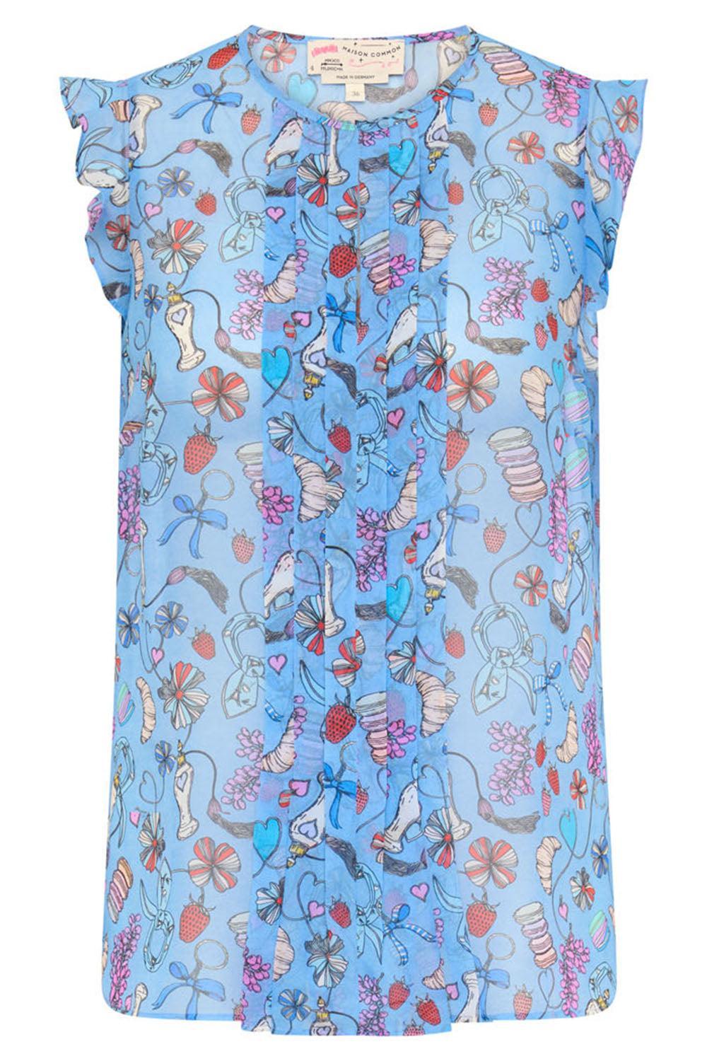 Perfume Print Sleeveless Blouse-NOVELTY-34-CLOTHINGTOPBLOUSE-MAISON COMMON