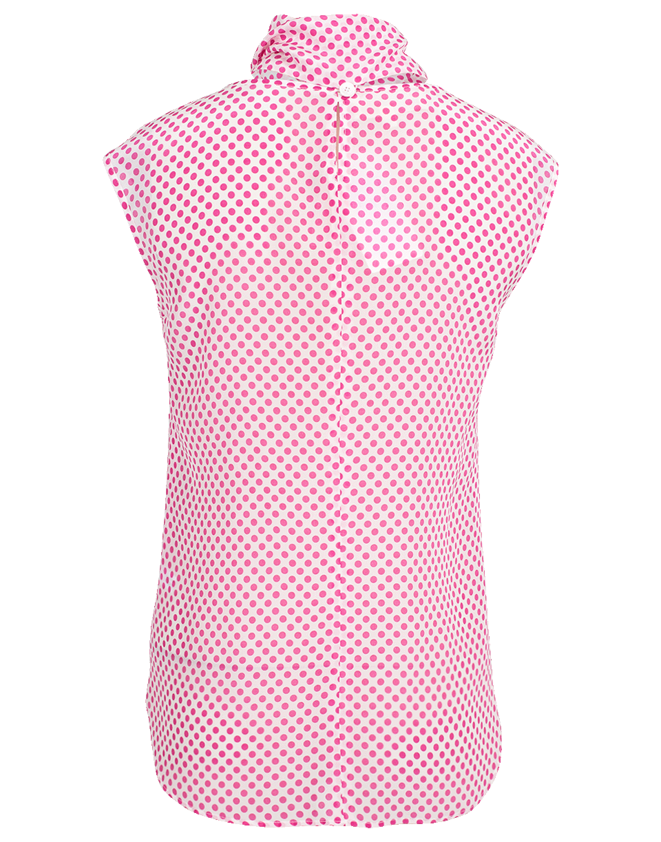 MAISON COMMON-Polka Dot Neck Tie Blouse-PINK
