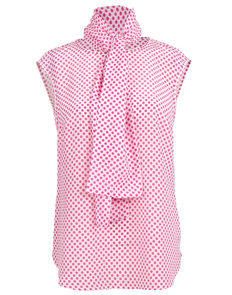 MAISON COMMON-Polka Dot Neck Tie Blouse-PINK