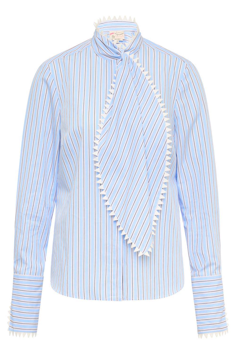 Striped Poodle Print Long Sleeve Blouse-STRIPE-34-CLOTHINGTOPBLOUSE-MAISON COMMON