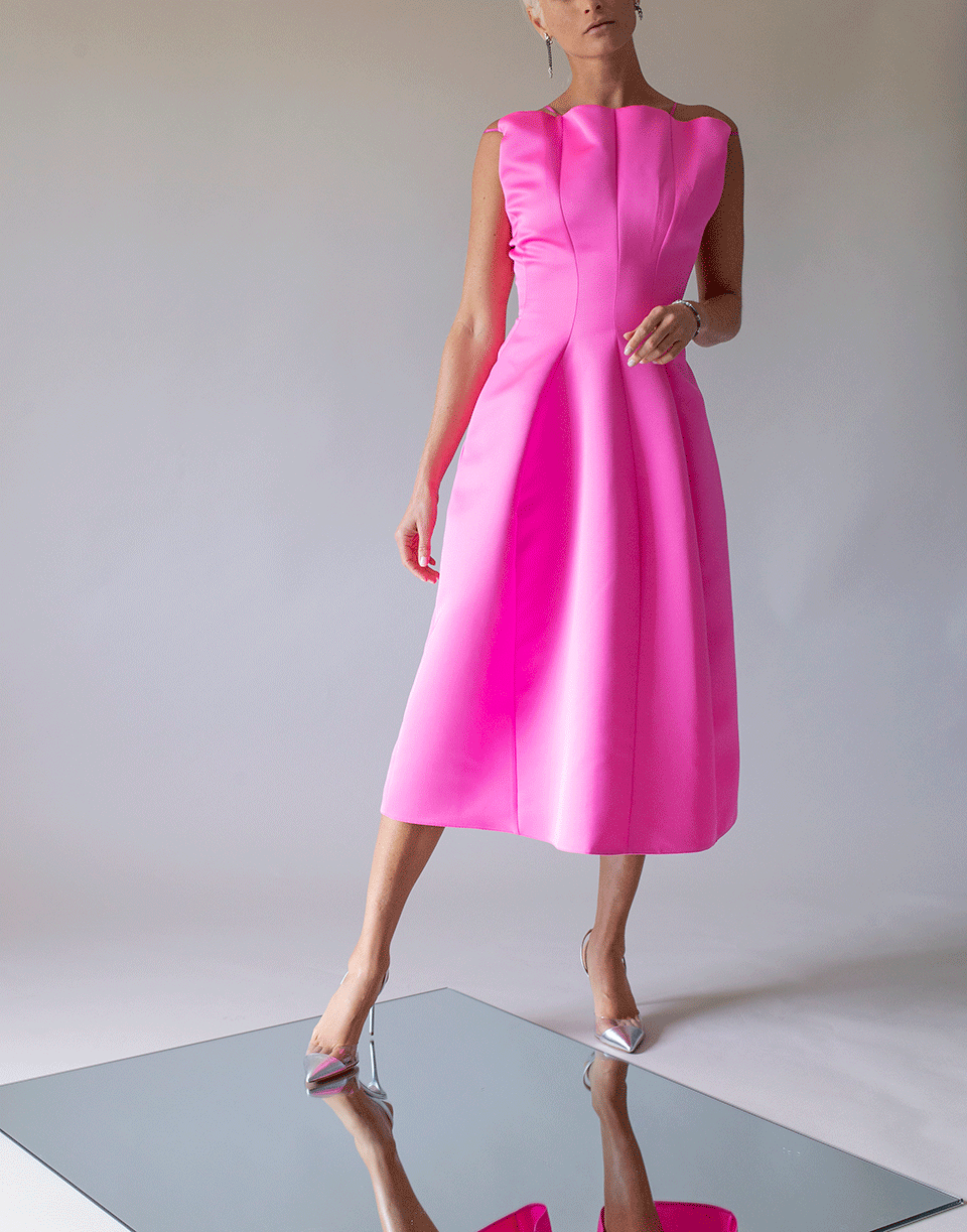MAISON RABIH KAYROUZ-Pink Sleeveless High Neck Full Skirt Dress-