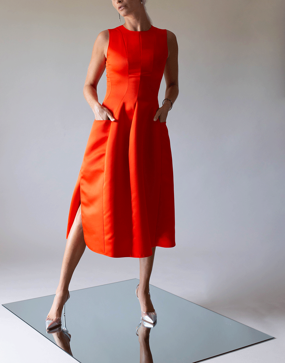 MAISON RABIH KAYROUZ-Red Sleeveless Crewneck Dress-