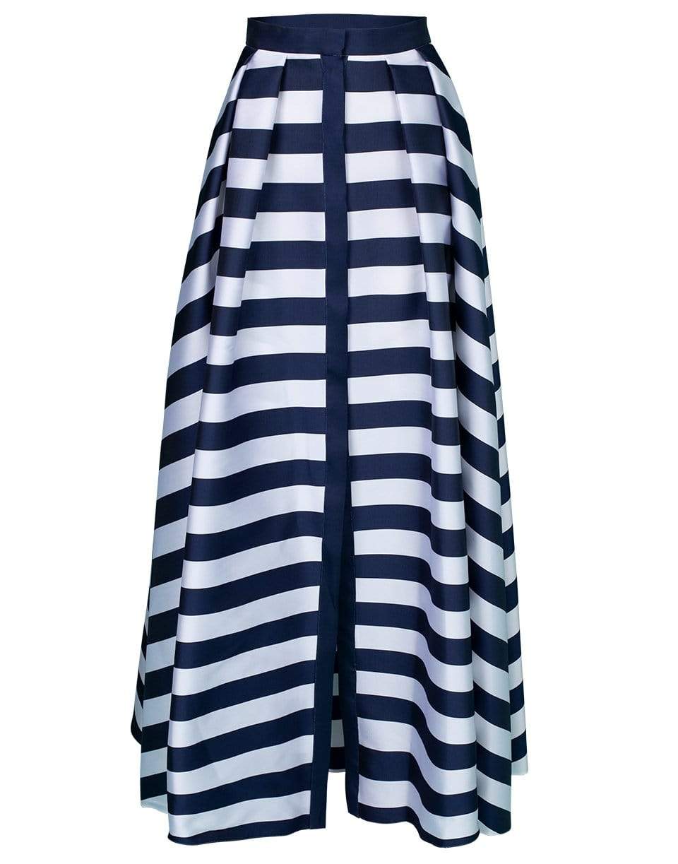 MAISON RABIH KAYROUZ-Navy Striped Full Length Skirt-NAVY