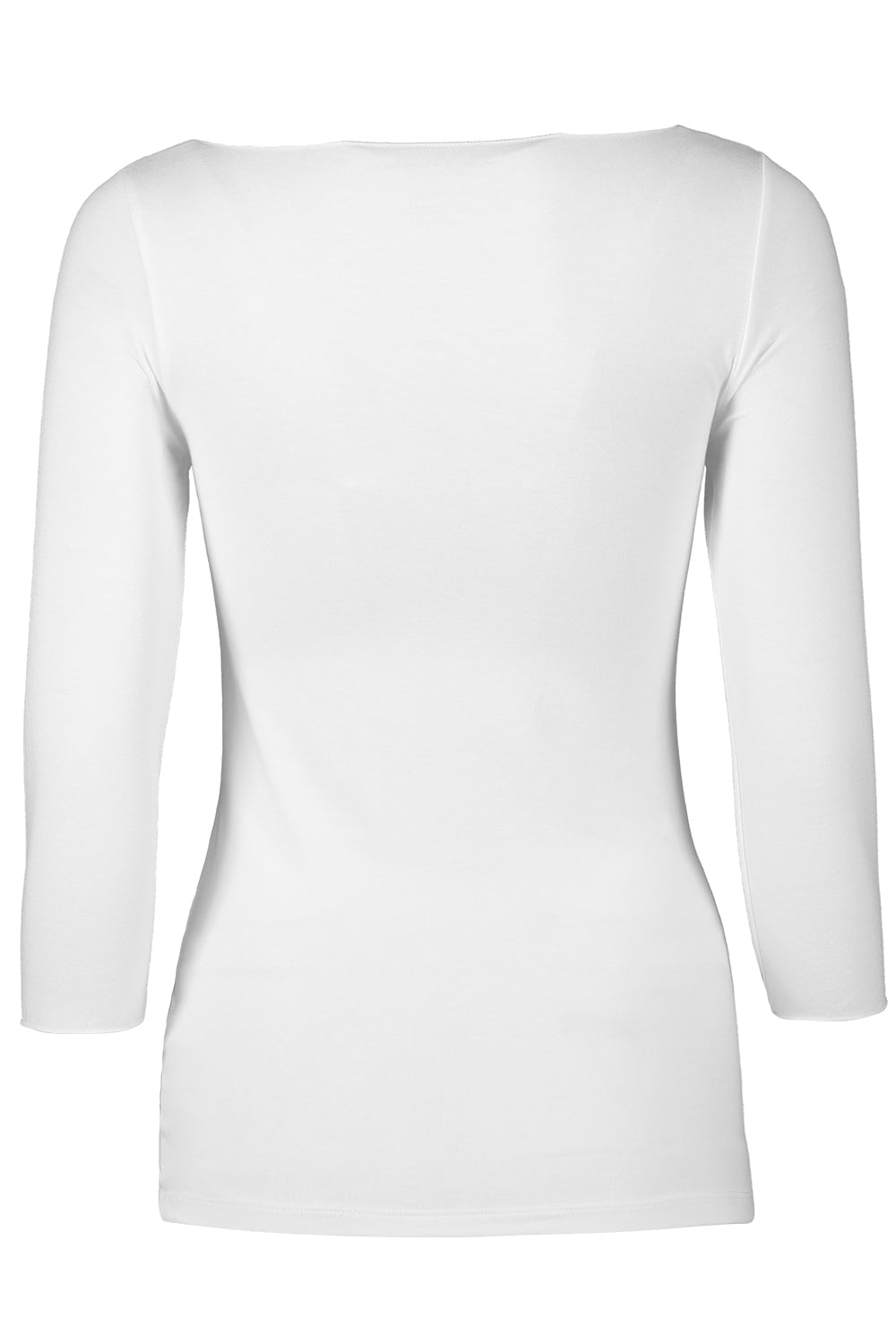 MAJESTIC FILATURES-Three Quarter Sleeve Boatneck Tee - Blanc-