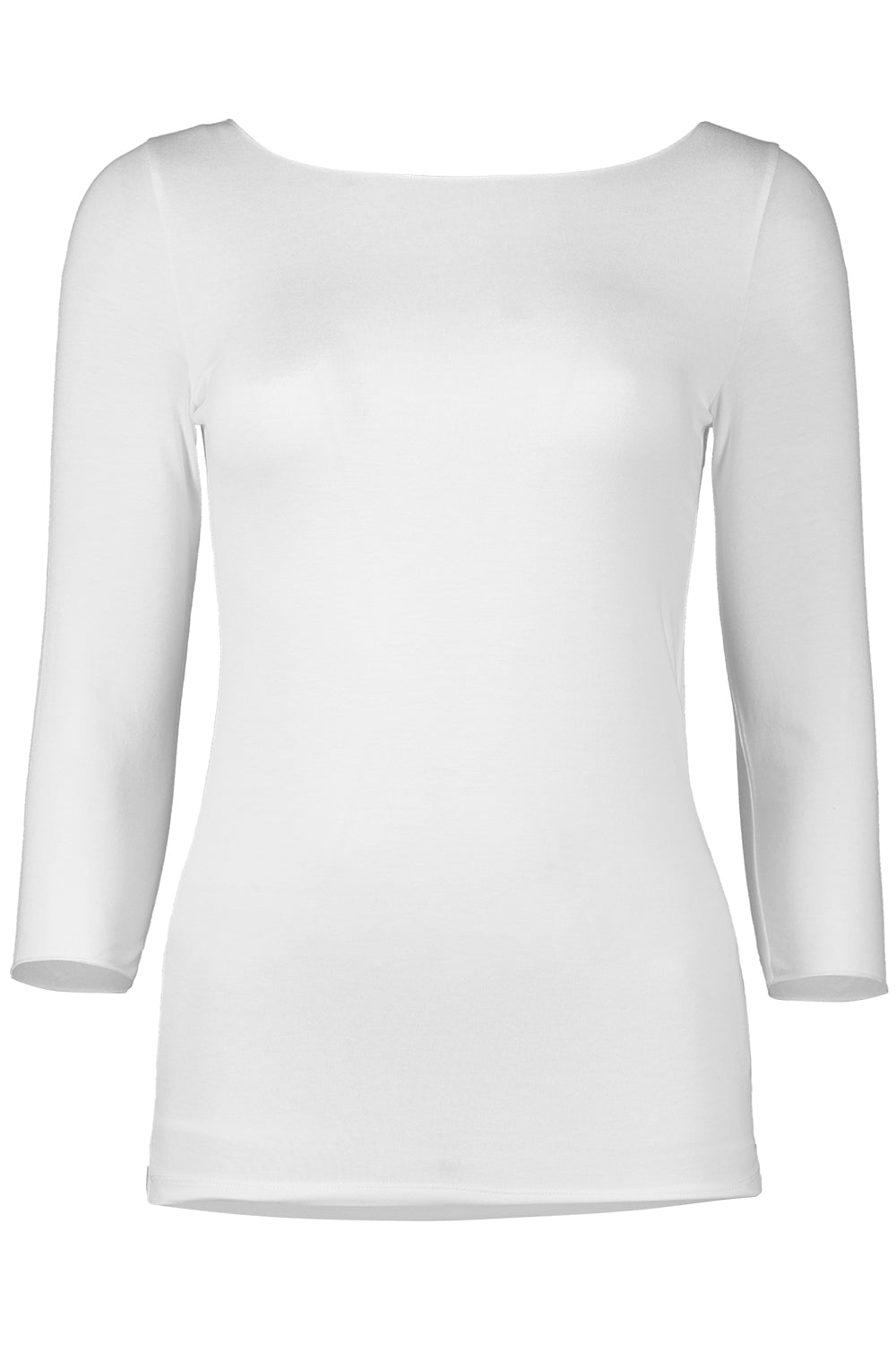 MAJESTIC FILATURES-Three Quarter Sleeve Boatneck Tee - Blanc-