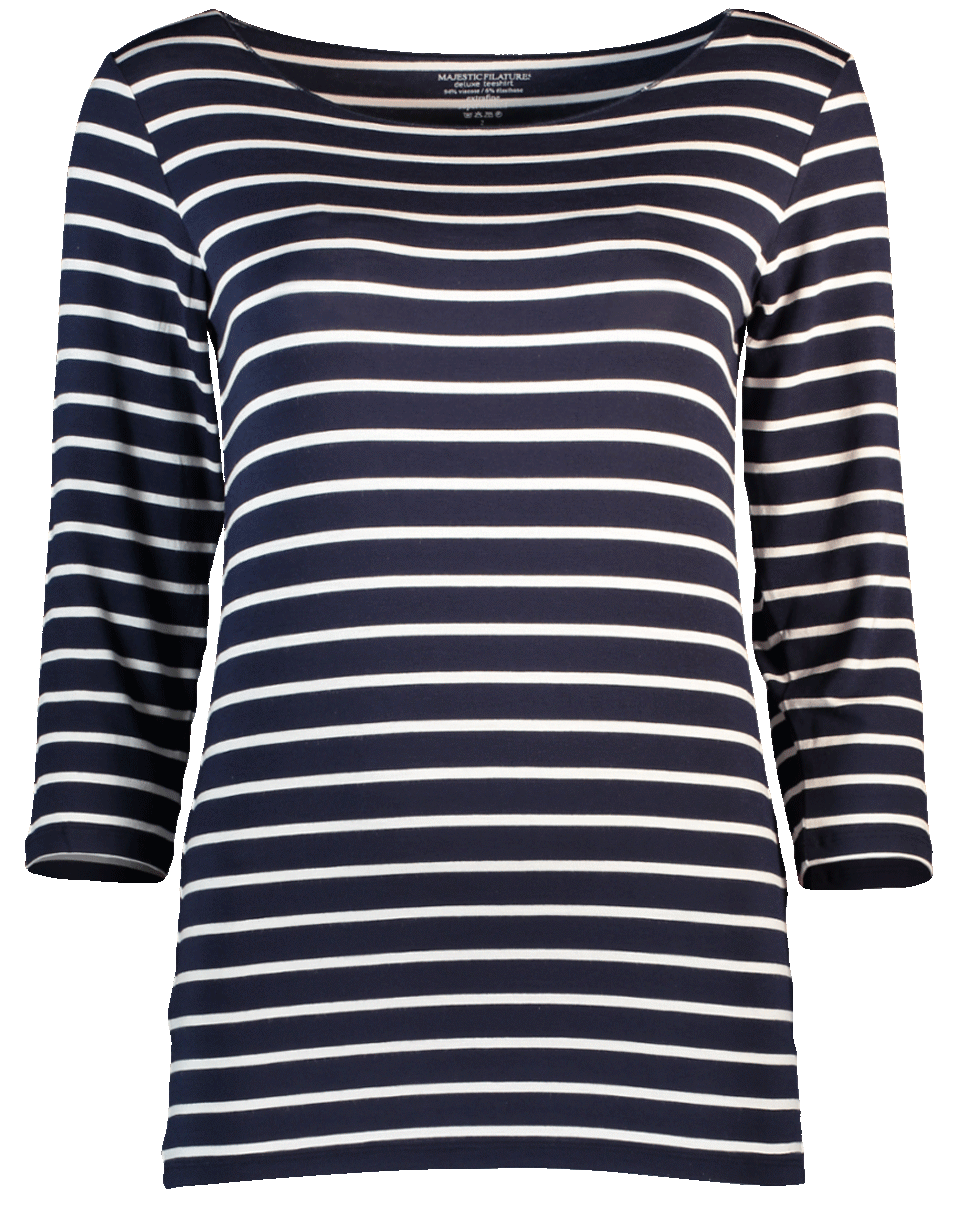 MAJESTIC FILATURES-Fitted Striped Tee-