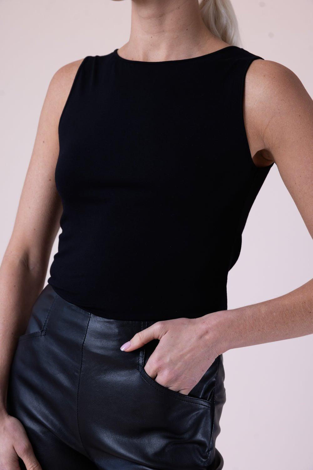 MAJESTIC FILATURES-Crewneck Tank - Noir-