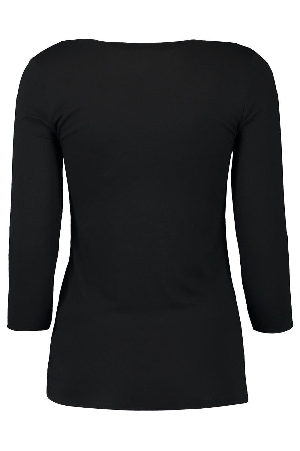 MAJESTIC FILATURES-Three Quarter Sleeve Boatneck Tee - Noir-