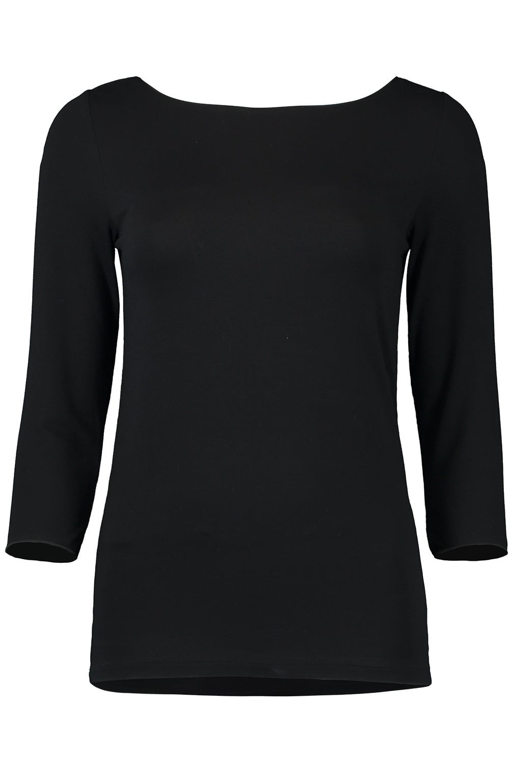 MAJESTIC FILATURES-Three Quarter Sleeve Boatneck Tee - Noir-