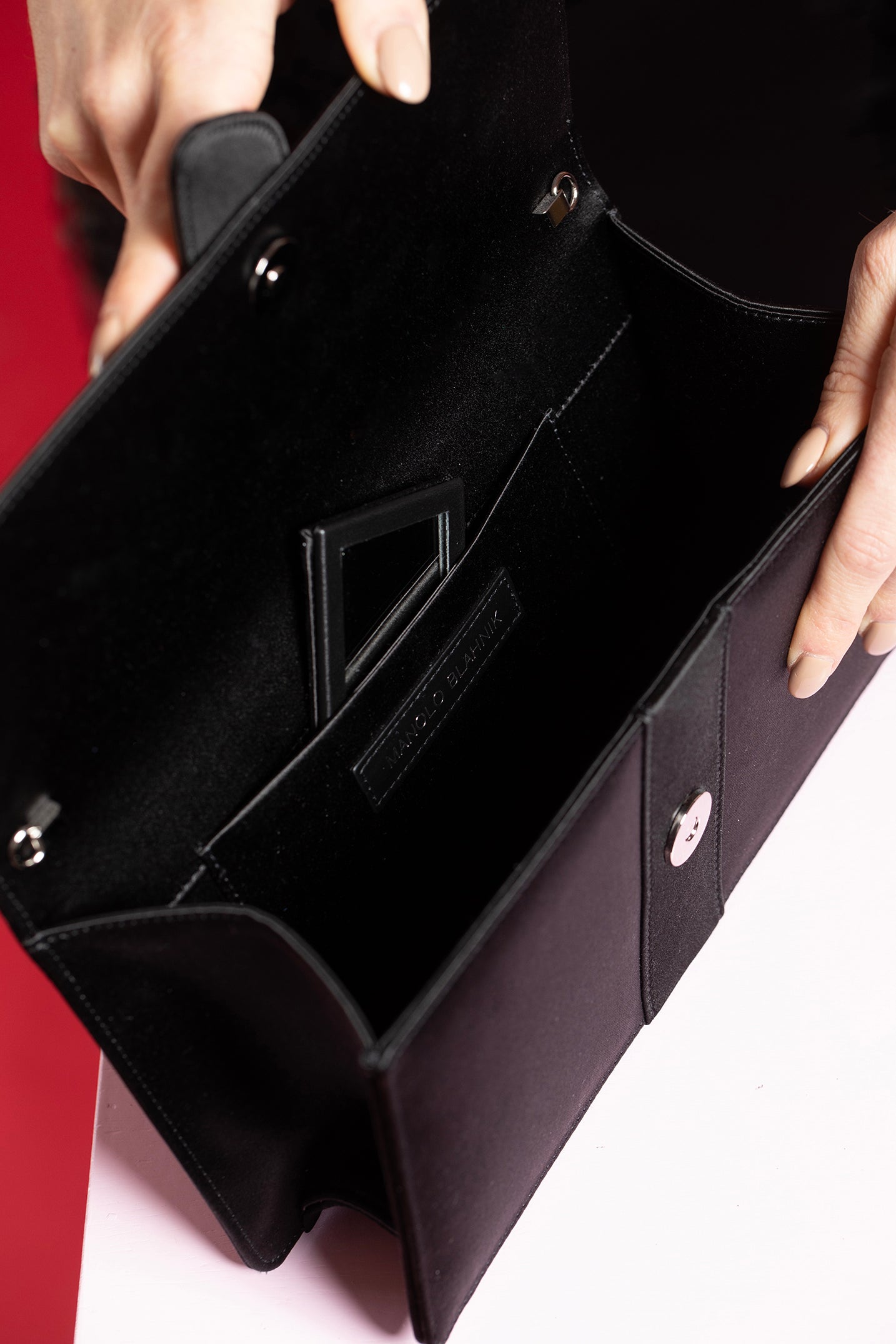 MANOLO BLAHNIK-Capri Clutch - Black-BLACK