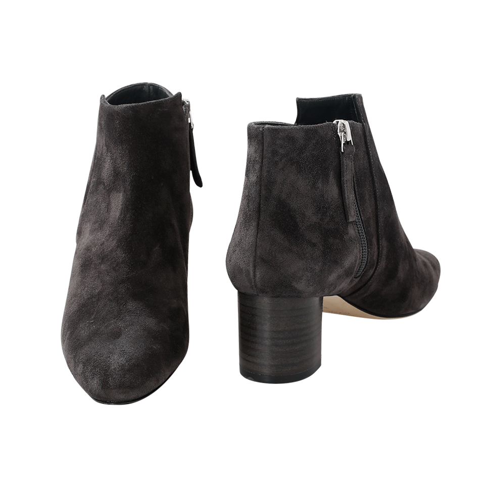 MANOLO BLAHNIK-Suede Chunky Heel Belina Bootie-