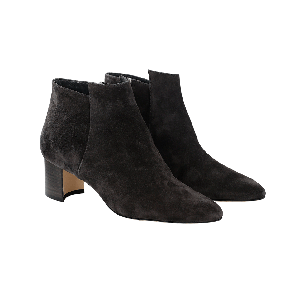 MANOLO BLAHNIK-Suede Chunky Heel Belina Bootie-