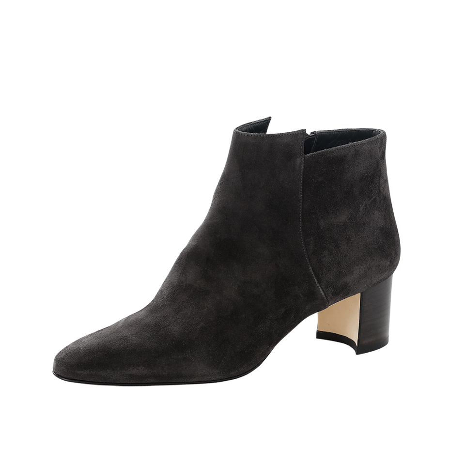 MANOLO BLAHNIK-Suede Chunky Heel Belina Bootie-