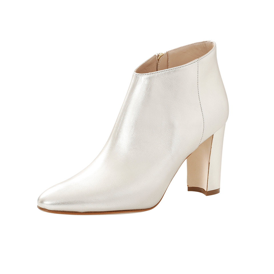 MANOLO BLAHNIK-Brusta Metallic Pointed Toe Bootie-