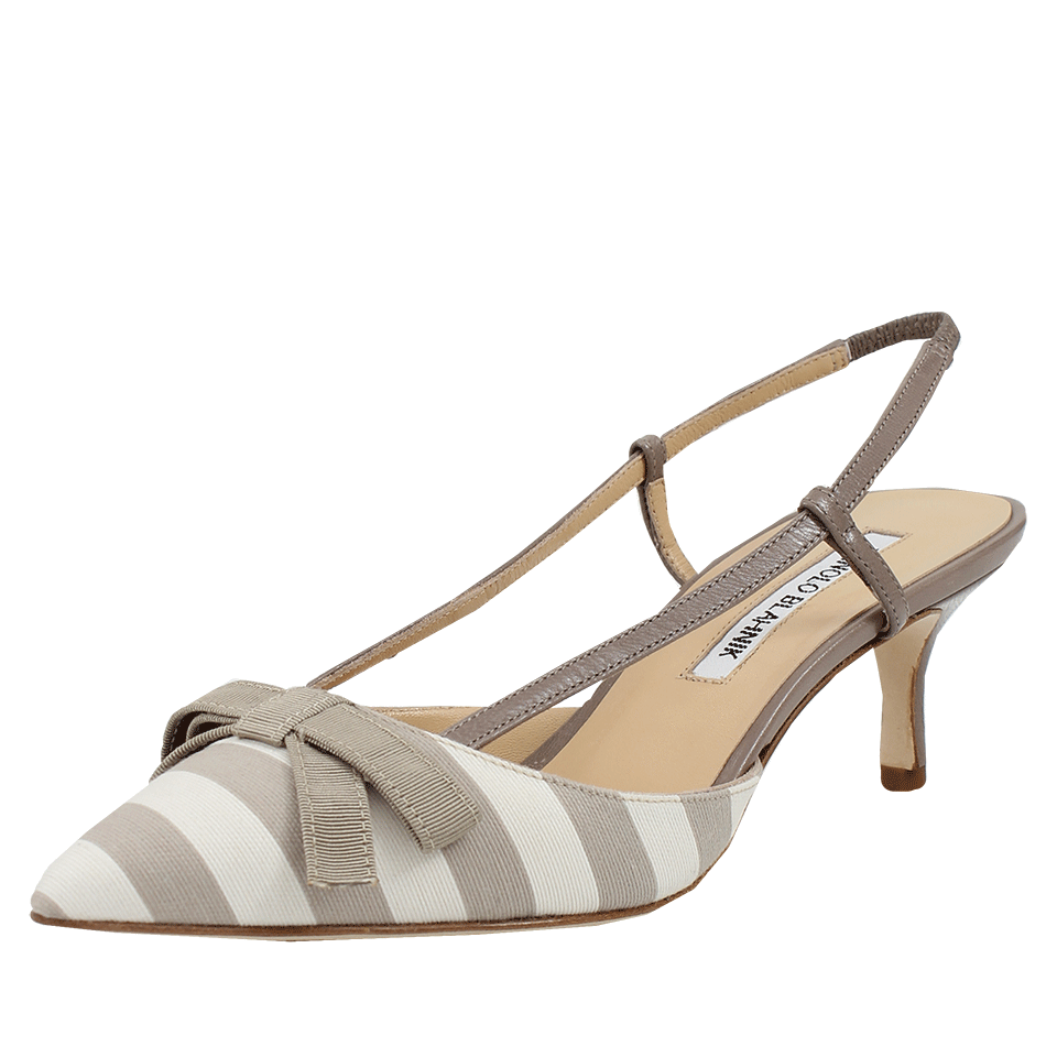 MANOLO BLAHNIK-Galop Striped Bow Slingback-