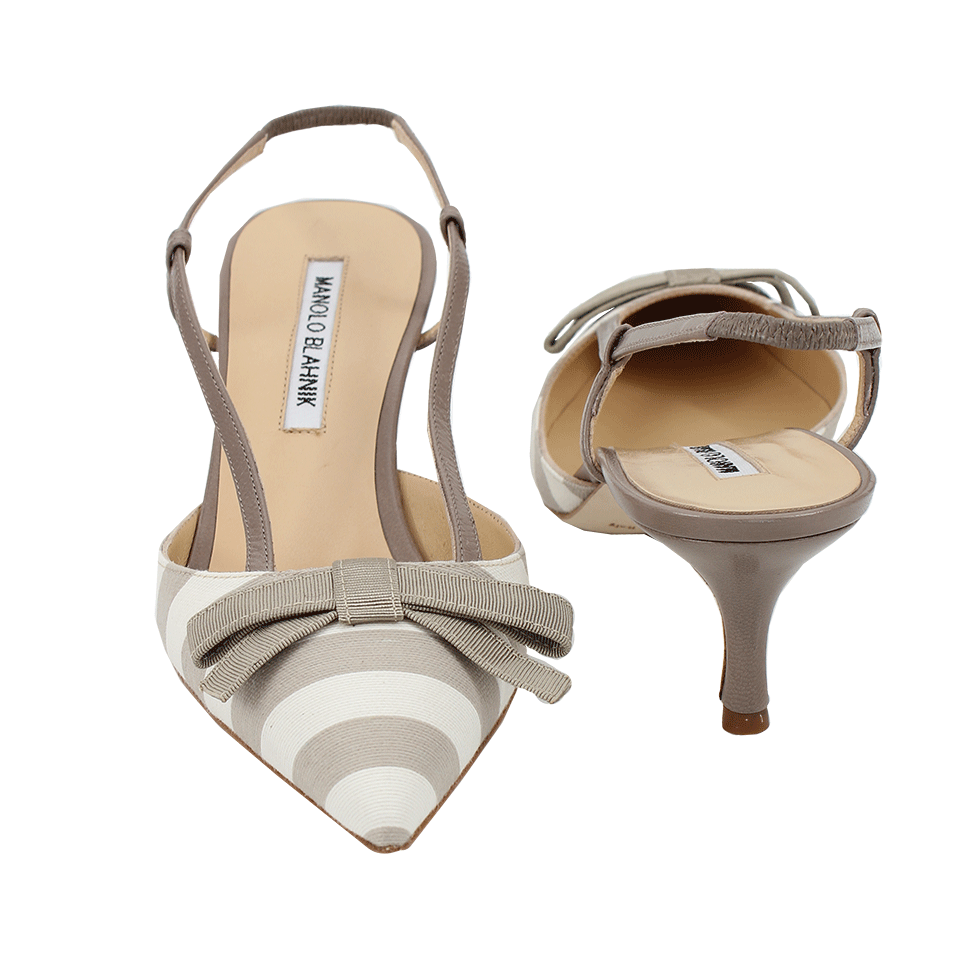 MANOLO BLAHNIK-Galop Striped Bow Slingback-