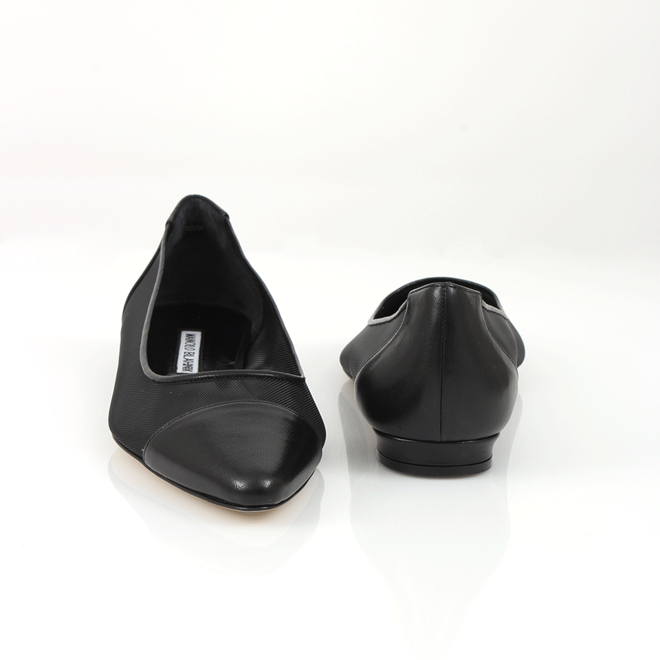 MANOLO BLAHNIK-Bral Mesh Leather Skimmer-