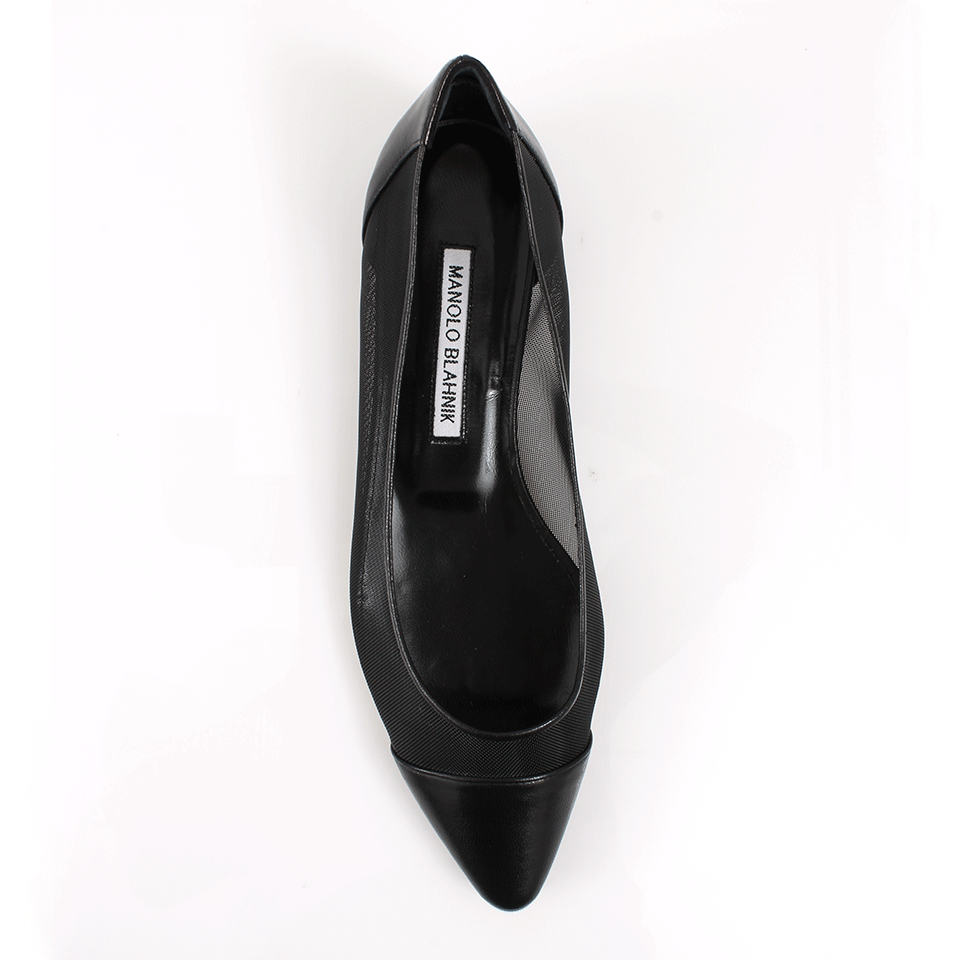 MANOLO BLAHNIK-Bral Mesh Leather Skimmer-
