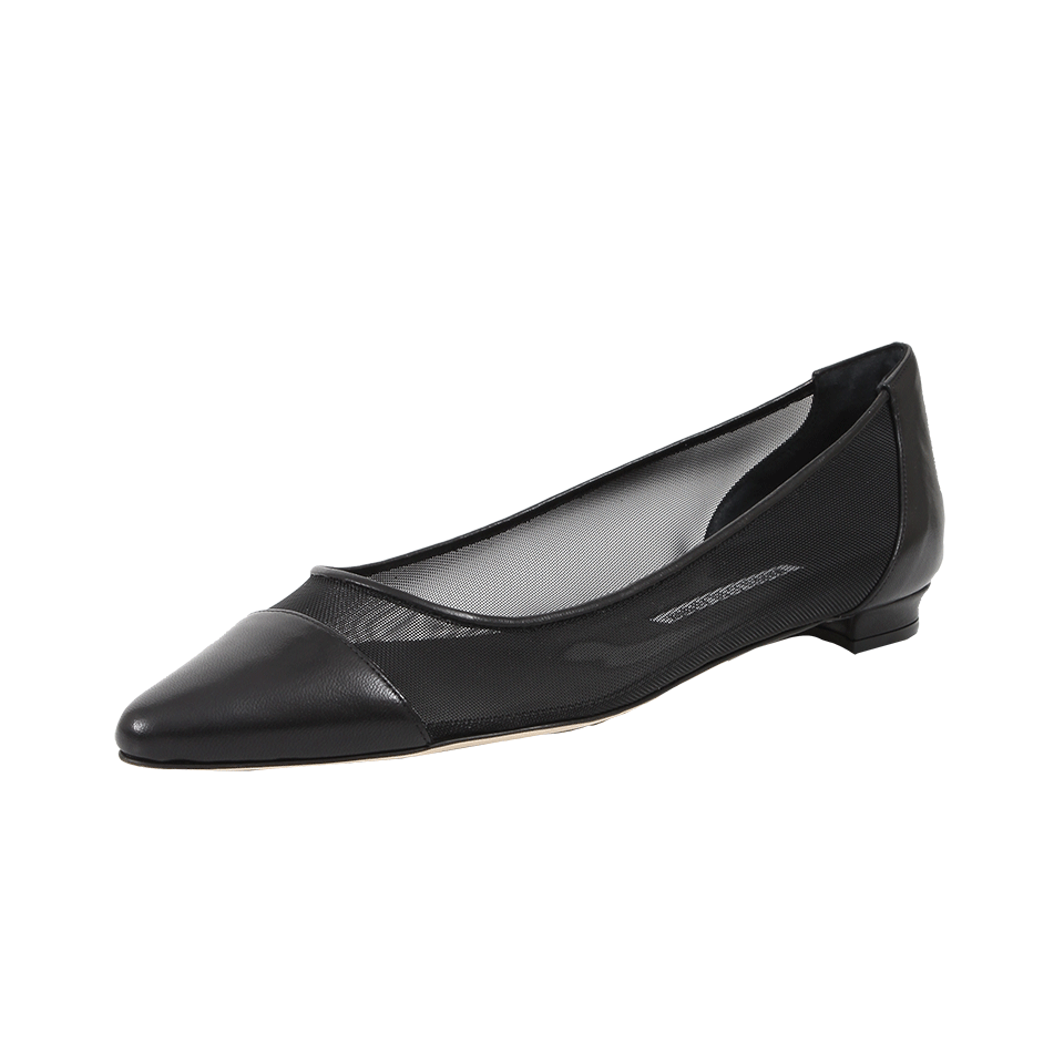 MANOLO BLAHNIK-Bral Mesh Leather Skimmer-