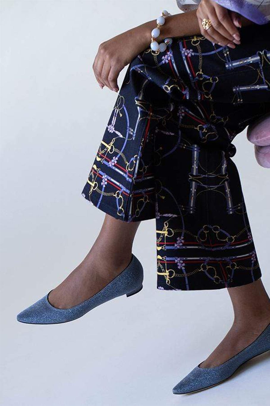 MANOLO BLAHNIK-Titto Glitter Ballerina Flat-