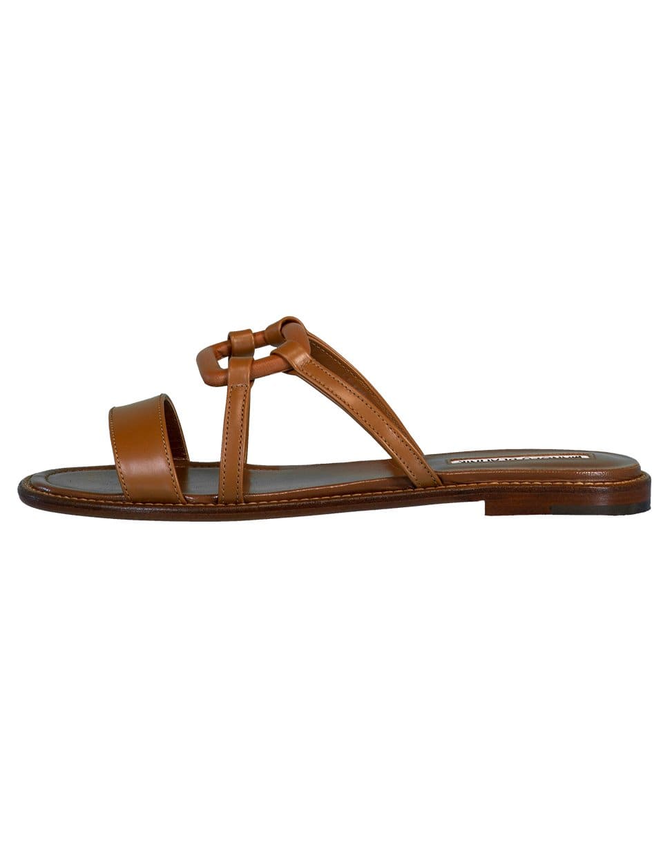 MANOLO BLAHNIK-Caramel Oratasa Flat Sandal-