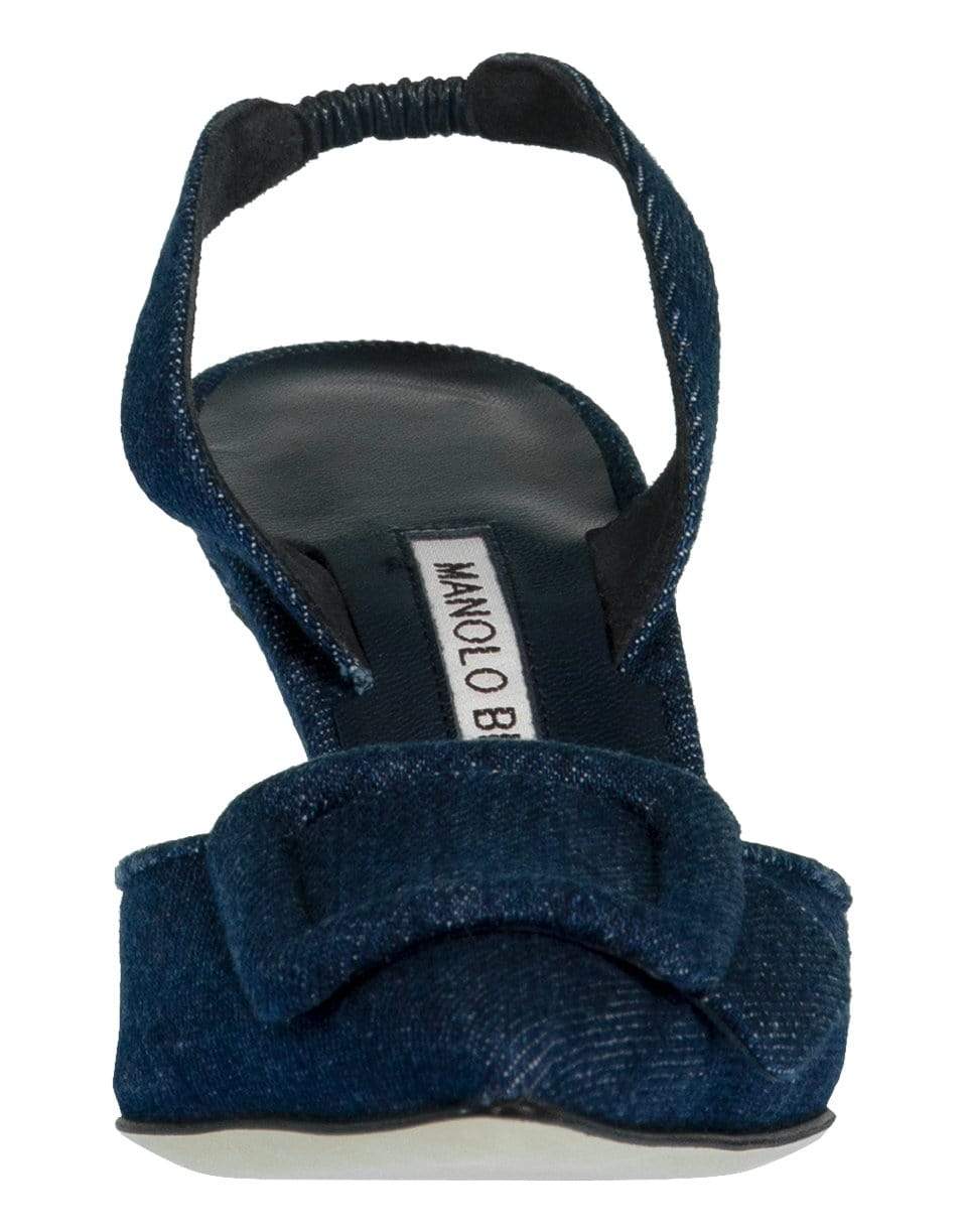 MANOLO BLAHNIK-Denim Maysli Buckle Slingback-