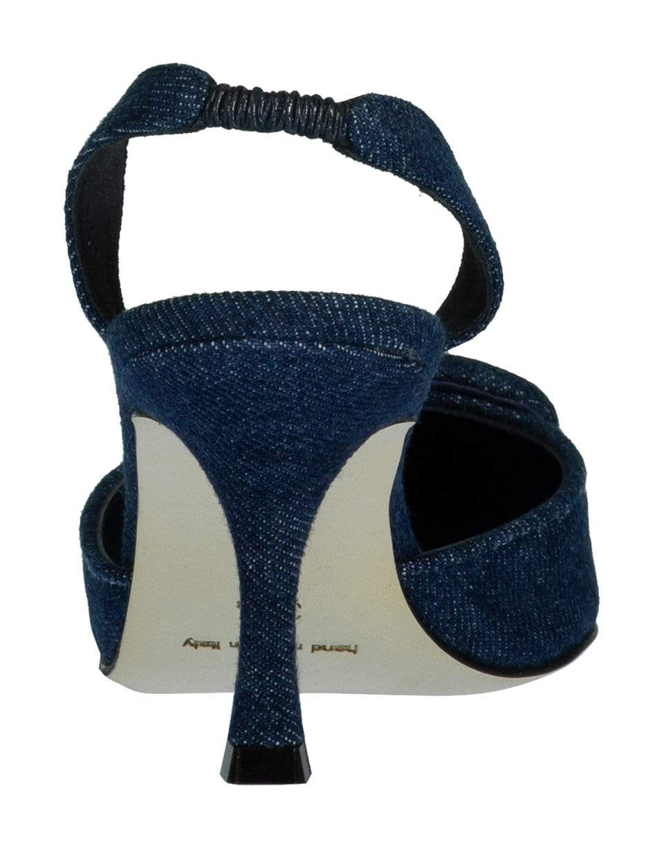 MANOLO BLAHNIK-Denim Maysli Buckle Slingback-