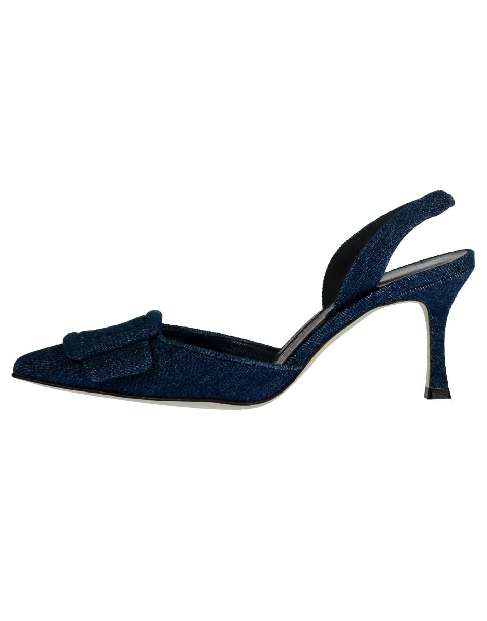 MANOLO BLAHNIK-Denim Maysli Buckle Slingback-