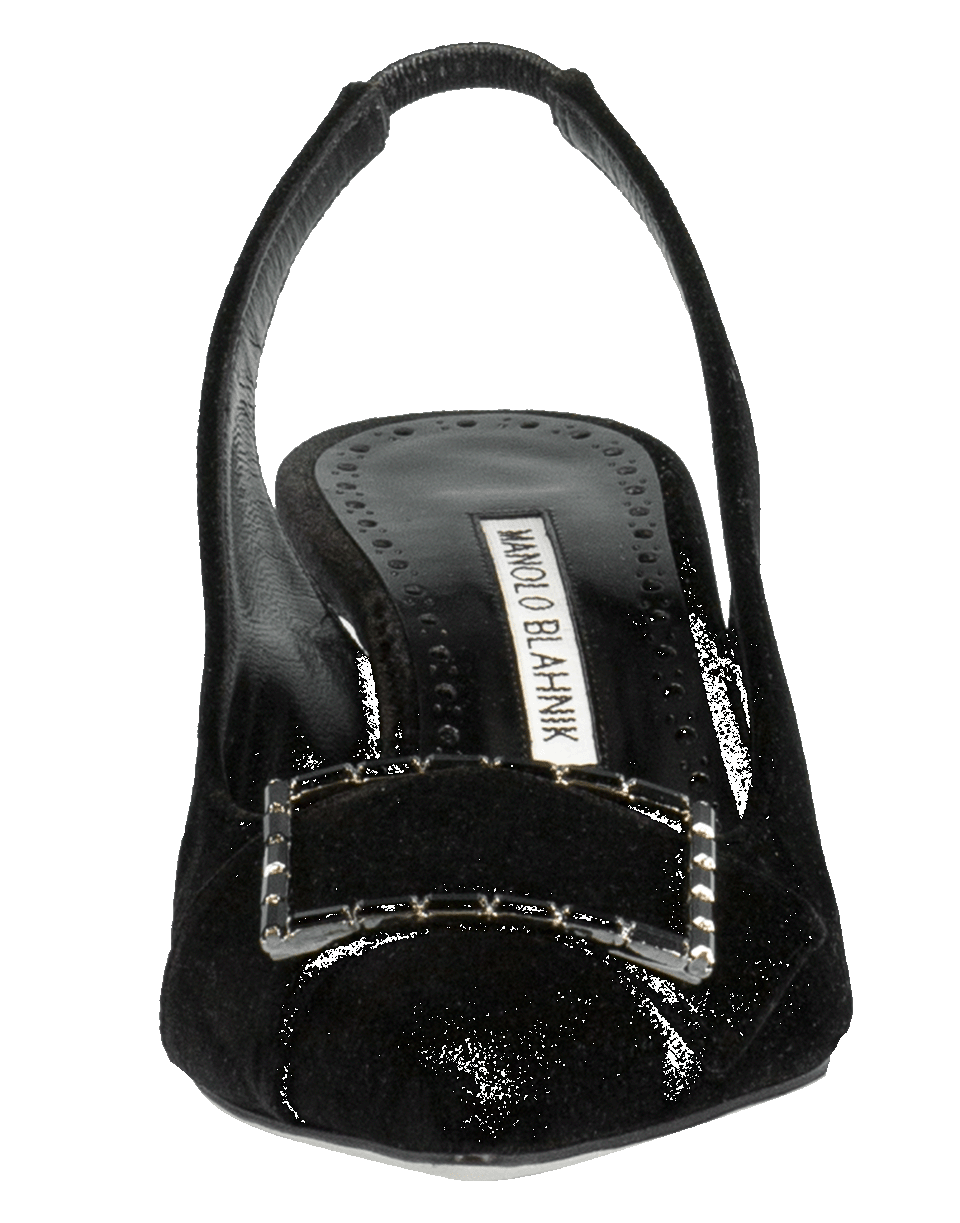 MANOLO BLAHNIK-Black Dolores Buckle Slingback-
