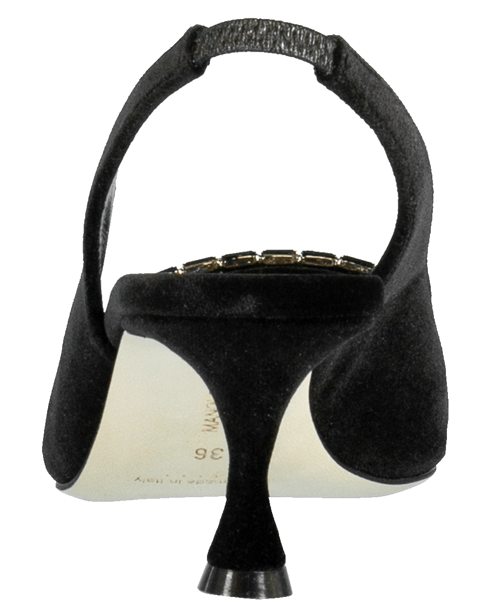 MANOLO BLAHNIK-Black Dolores Buckle Slingback-