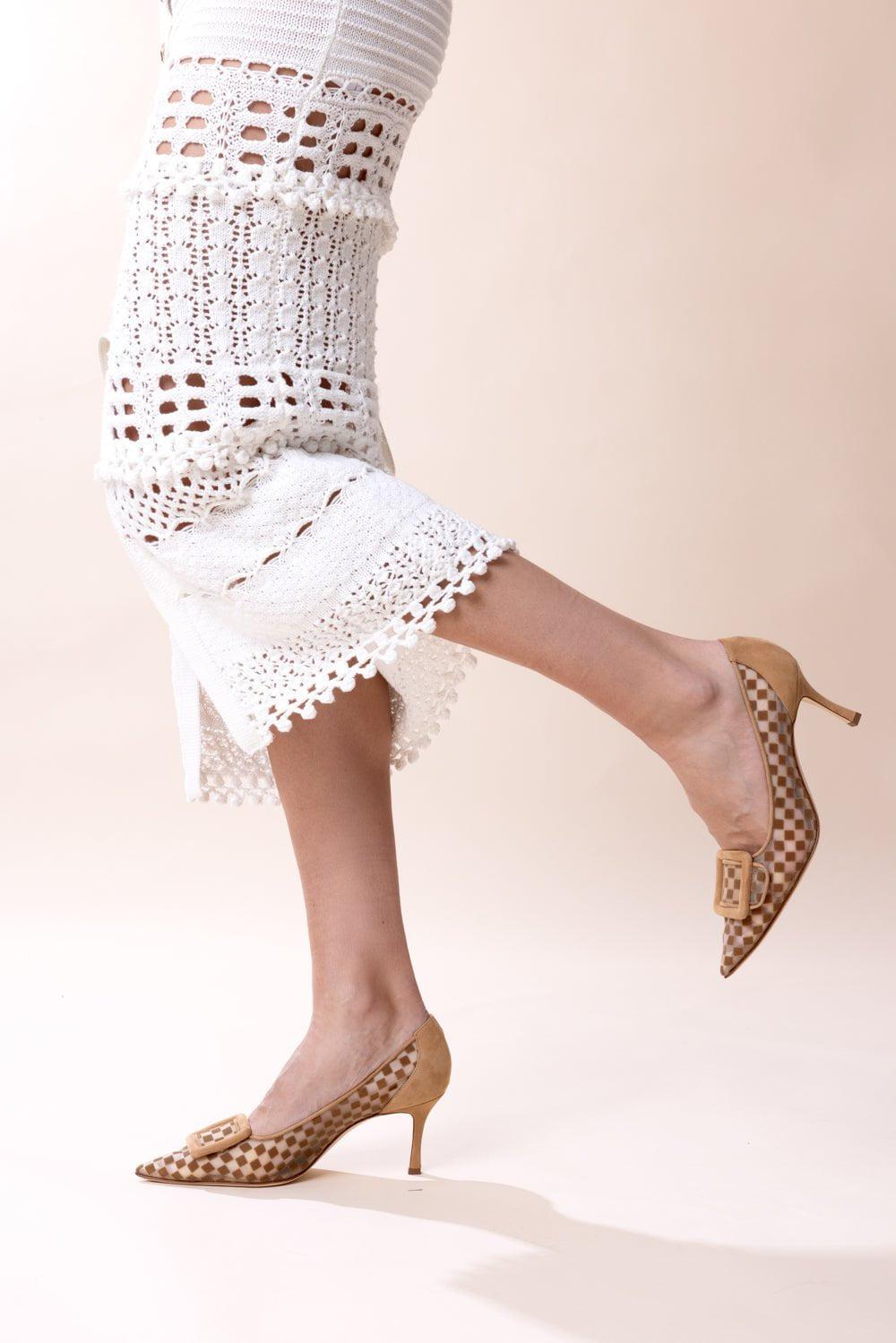 MANOLO BLAHNIK-Maysale Pump - Brown Mesh-