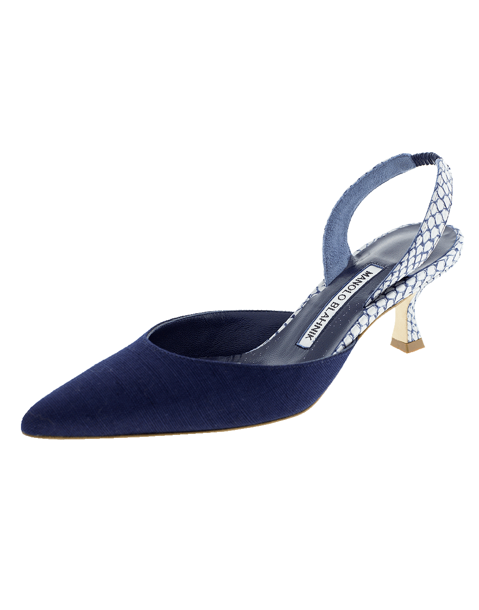 MANOLO BLAHNIK-Linen Toe Skin Slingback-