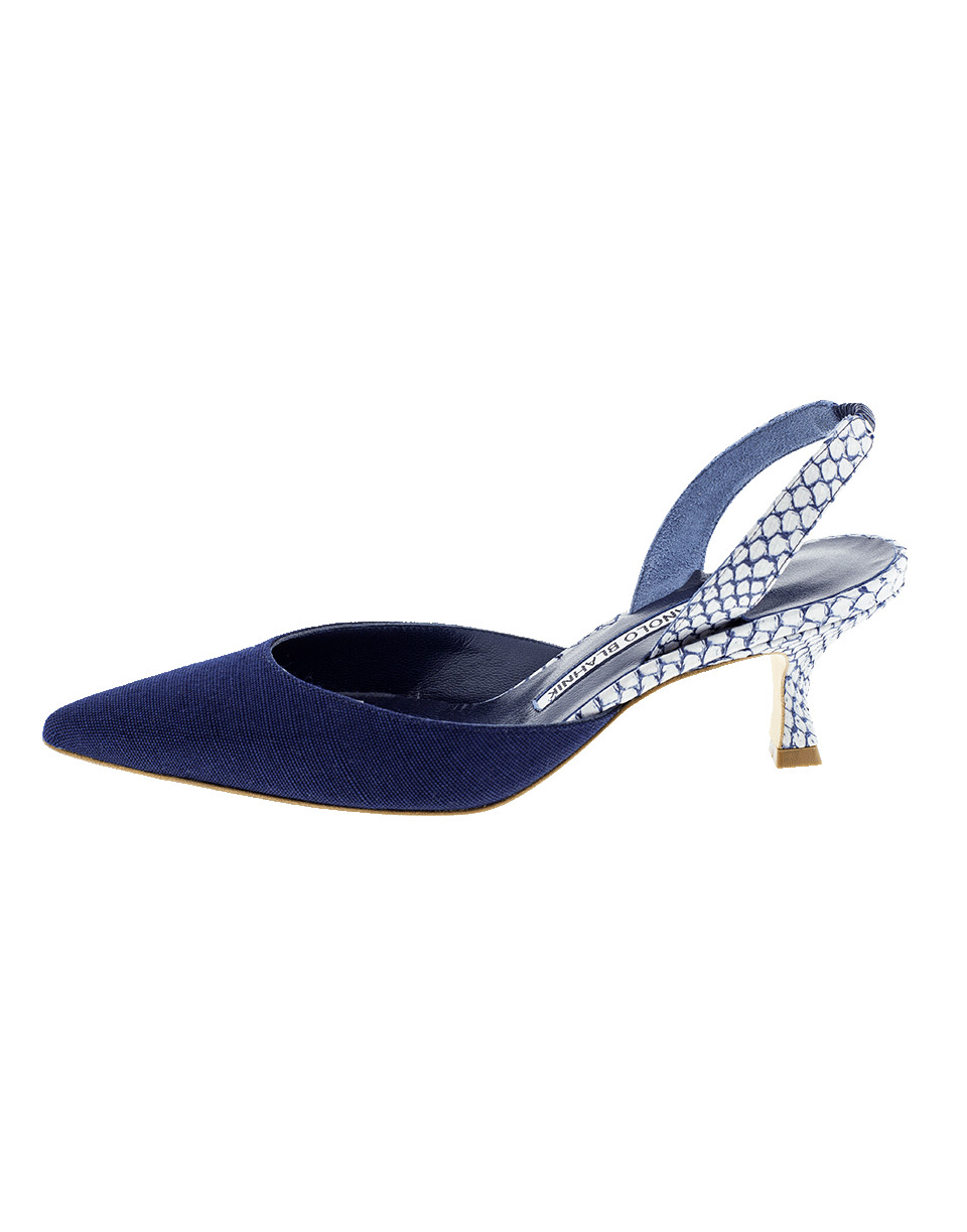 MANOLO BLAHNIK-Linen Toe Skin Slingback-