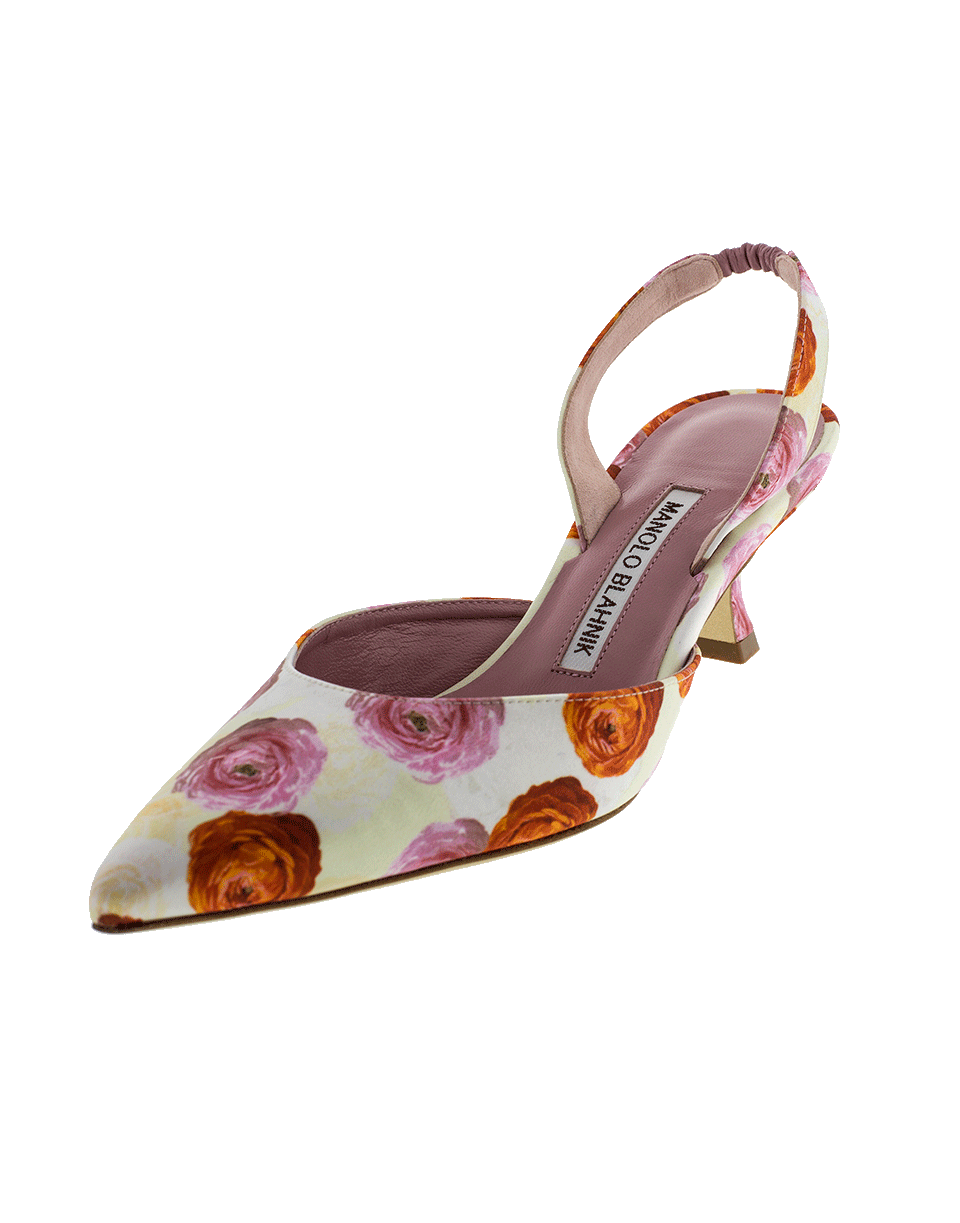 MANOLO BLAHNIK-Floral Print Slingback Shoe-