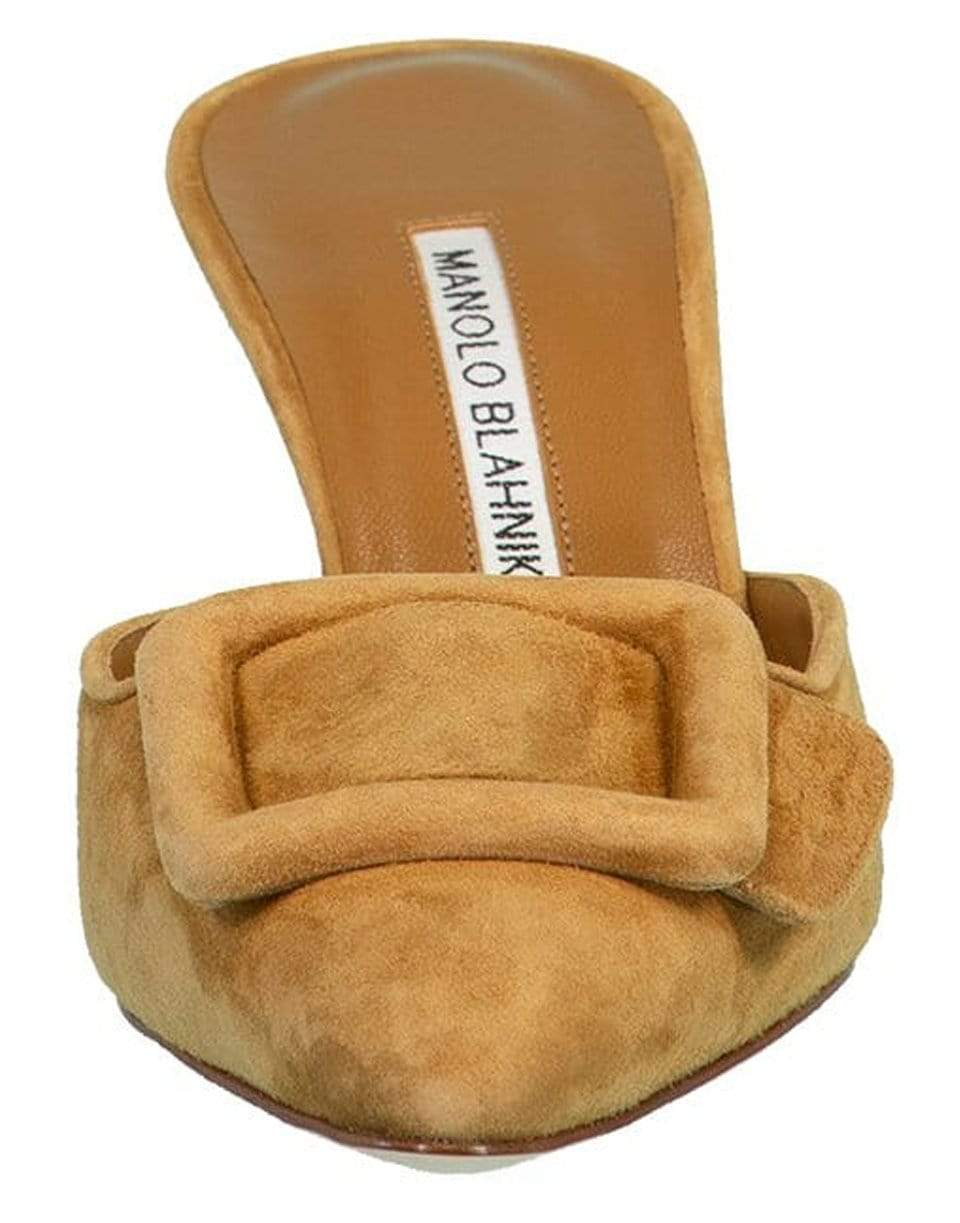 MANOLO BLAHNIK-Light Brown Suede Buckle Heel-