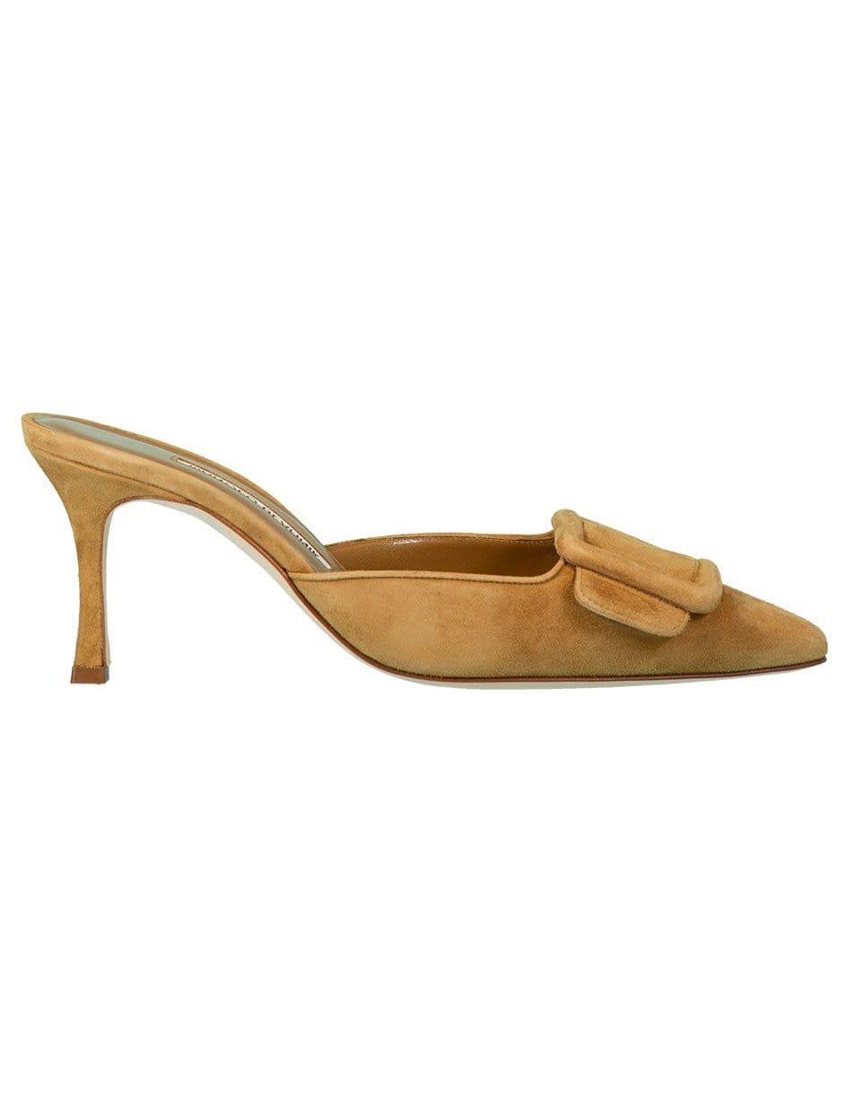 MANOLO BLAHNIK-Light Brown Suede Buckle Heel-