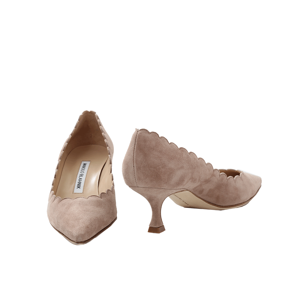 MANOLO BLAHNIK-Suede Scalloped Gala Pump-