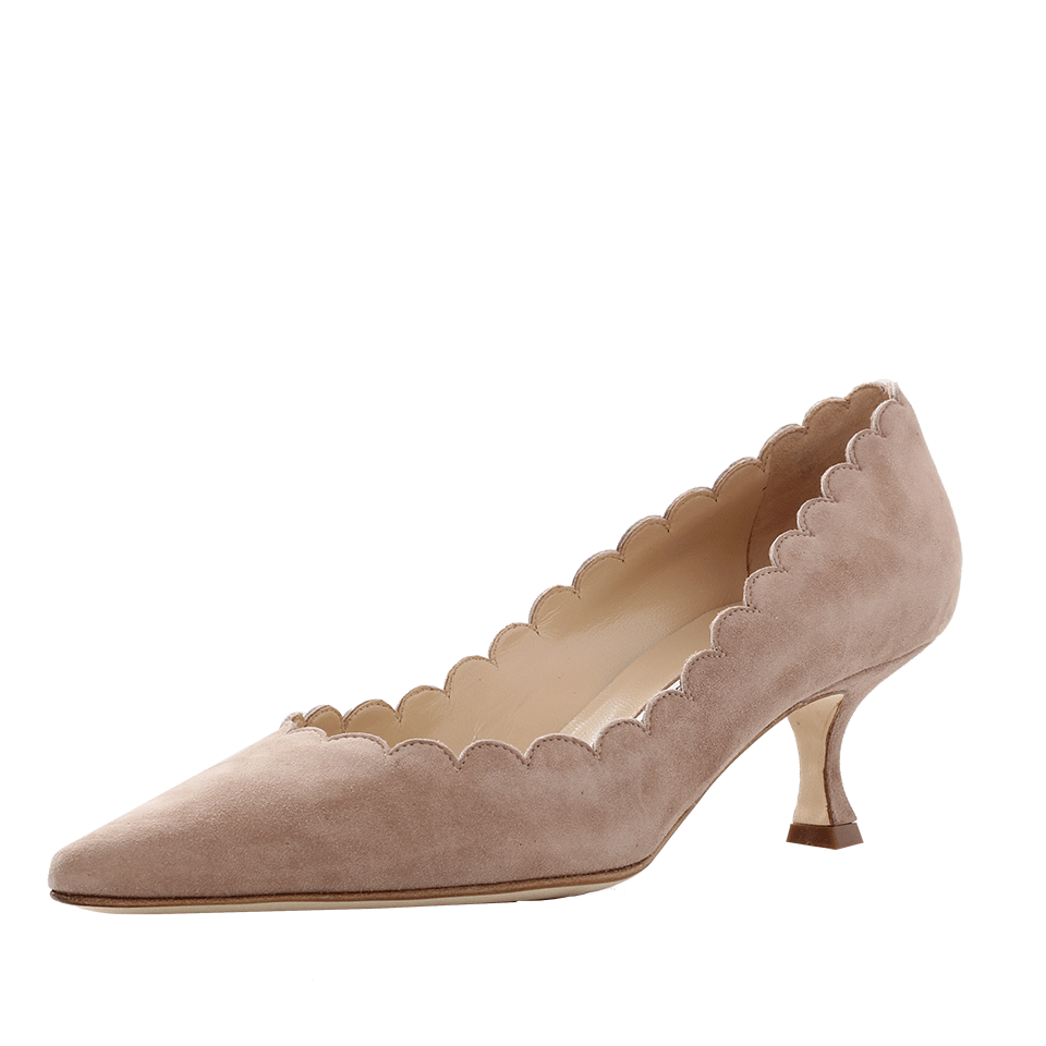MANOLO BLAHNIK-Suede Scalloped Gala Pump-